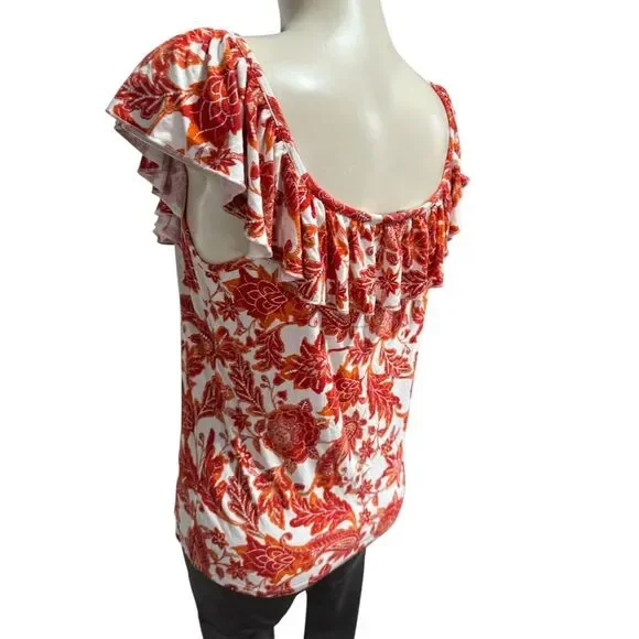 Tommy Hilfiger Women's Blouse Top Shirt Size L Floral‎ Paisley Ruffle - Picture 7 of 11